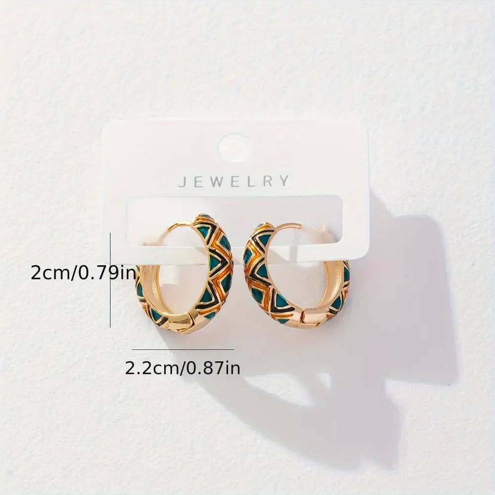 Huis Van Merken - Wholesale Hoop Earrings - 18K Gold Plated Enamel Diamond-Shaped Hoop Earrings1