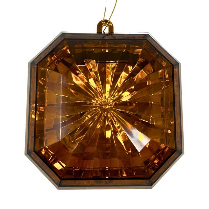 Plastic square Diamond Ornament - Dark Amber 4.7x5.1x2" for wholesale by David Christopher's Collection