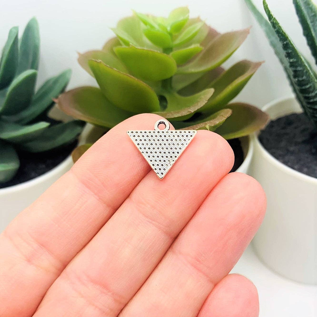 Guerrilla Charm - Wholesale Individual Charm/Pendant - Silver Triangle Evil Eye Charms, 14x14mm2