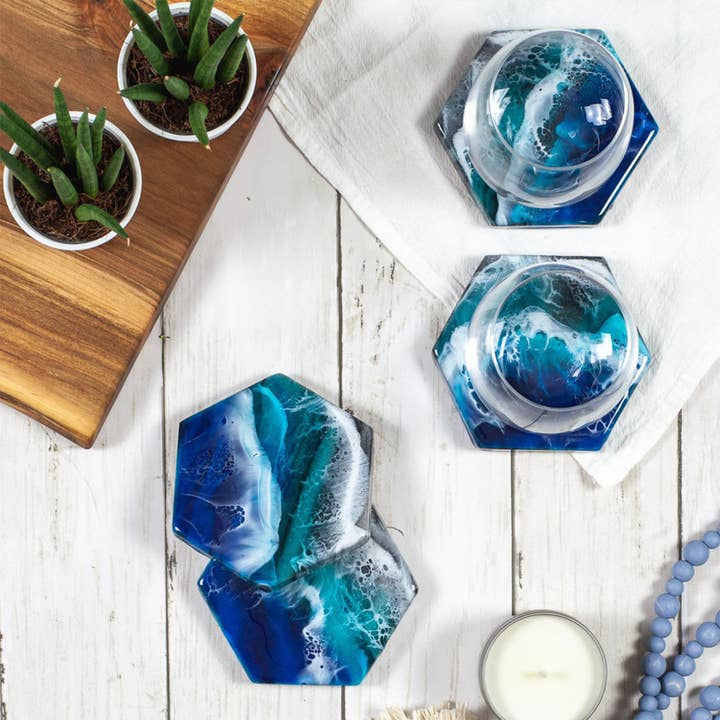 Pixiss - Vendita all'ingrosso Kit per lavoretti fai da te - PIXISS - Sottobicchieri esagonali in ceramica con retro in sughero, 125