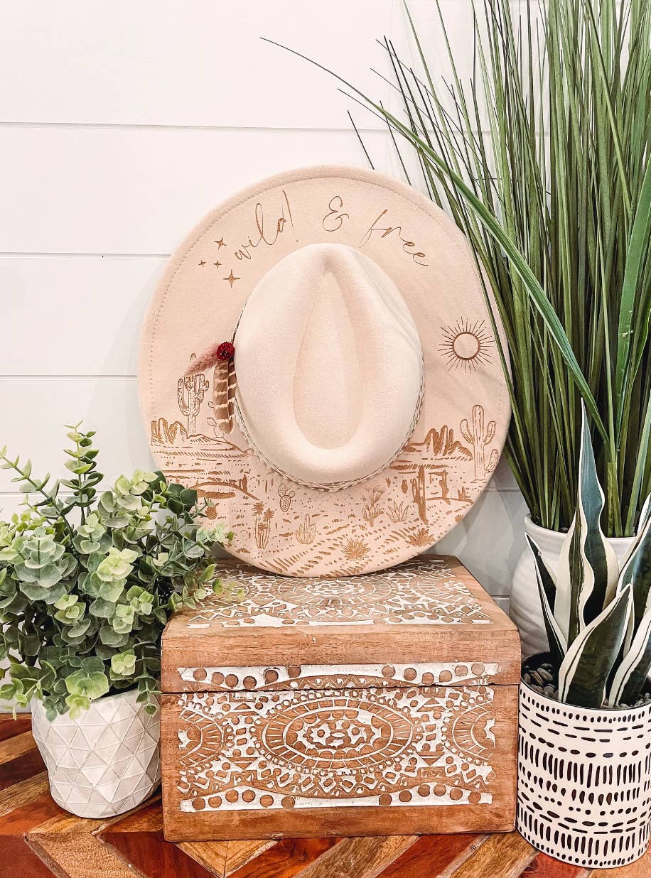 Willie & Dolly Designs - Wholesale Cowboy Hat – Women’s - Engraved Desert Cactus Hat