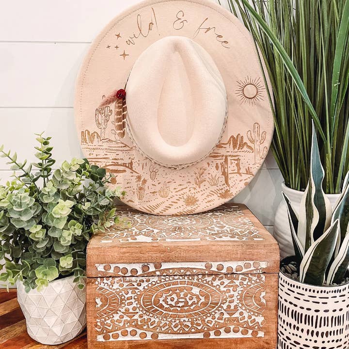 Willie & Dolly Designs - Wholesale Cowboy Hat – Women’s - Engraved Desert Cactus Hat0