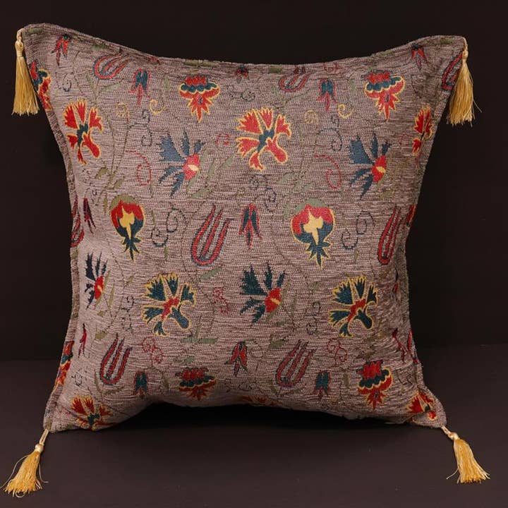 Carnation Fern Chenille Turkish Decorative Pillow for wholesale by Arshs Fine Rugs