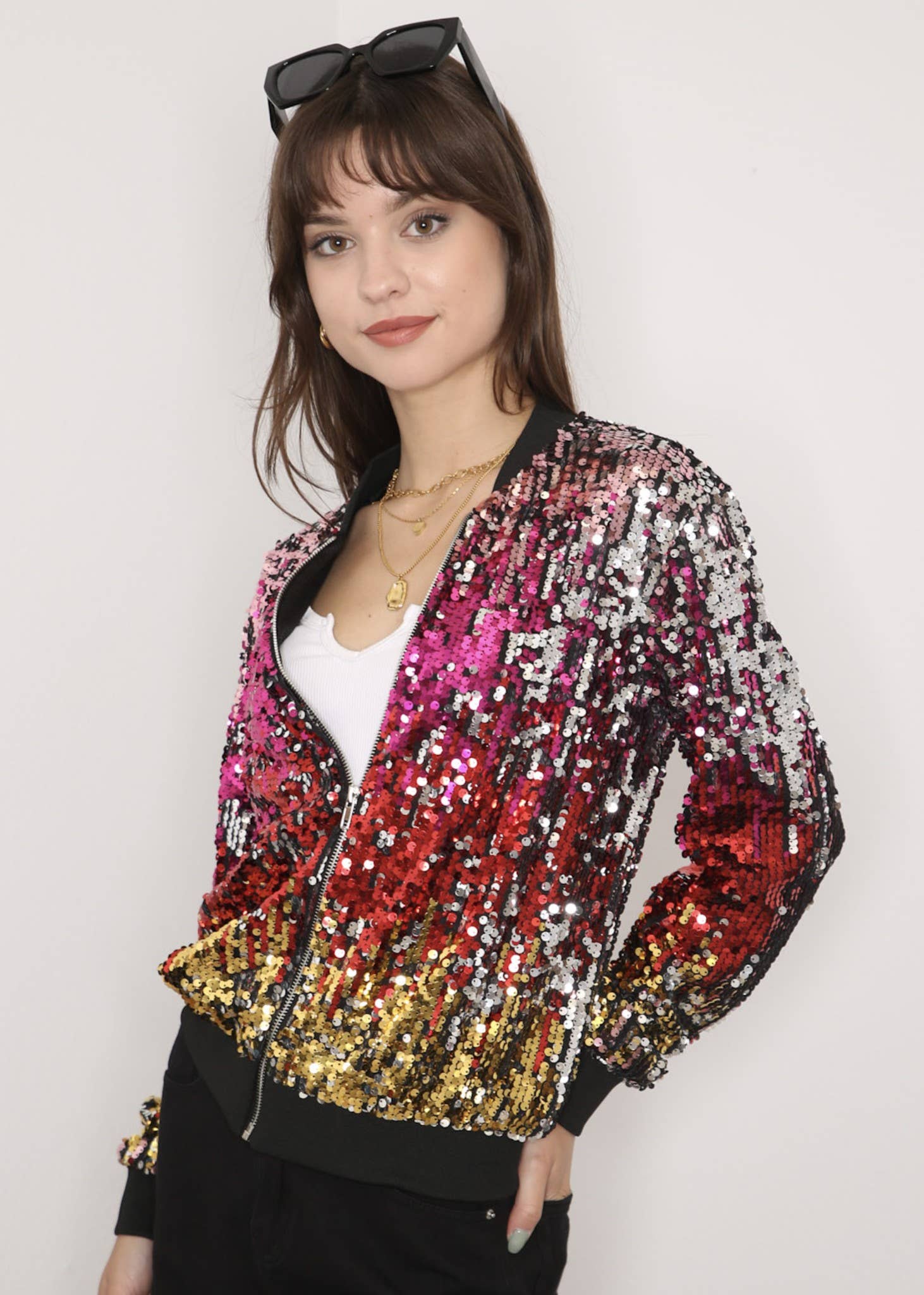 Anna Kaci Wholesale - Vente Bombers – femme - Blouson aviateur zippé à sequins116