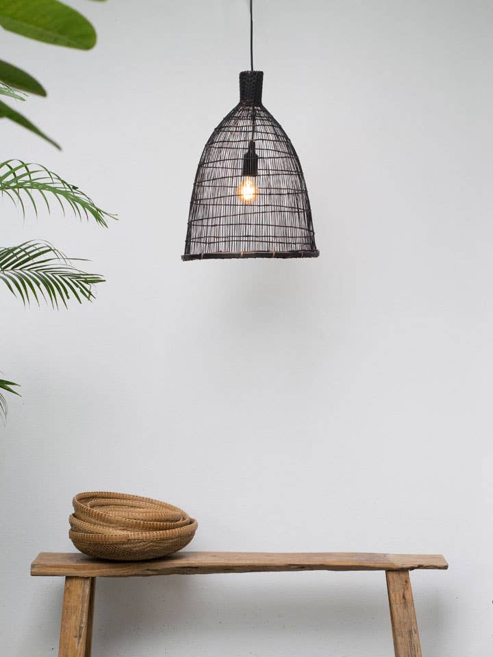 Tunnhalsad svart bambu hänglampa för wholesale av Lanna Passa