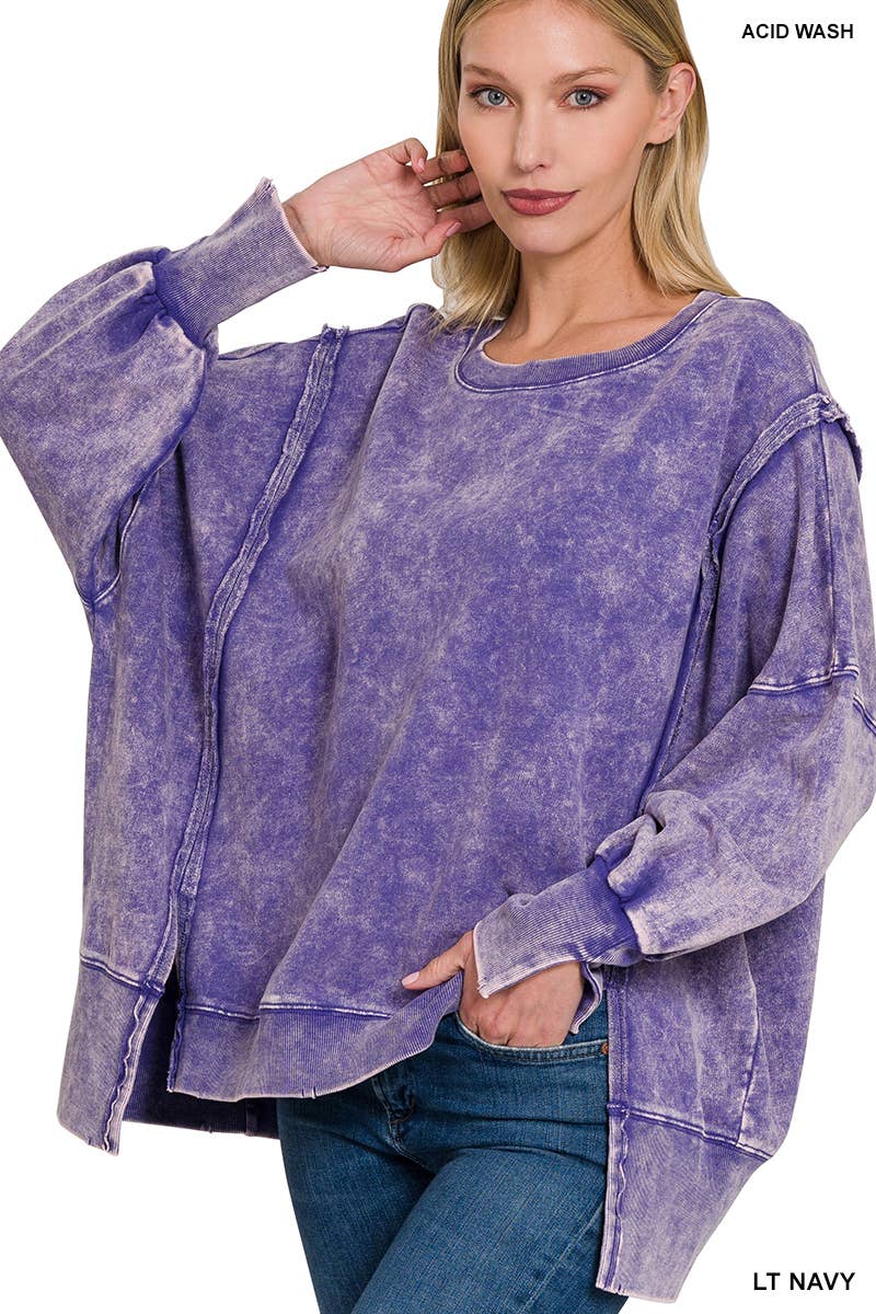 42POPS - Wholesale Sweatshirt - Women's - Split Cuff Washed Oversized Sweatshirt13