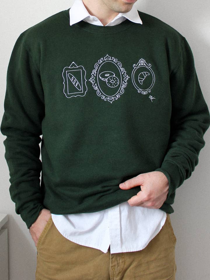 WITH NINI – wholesale Sweatshirt - Unisex – Broderad Art of Crumbs bambutröja (grön)