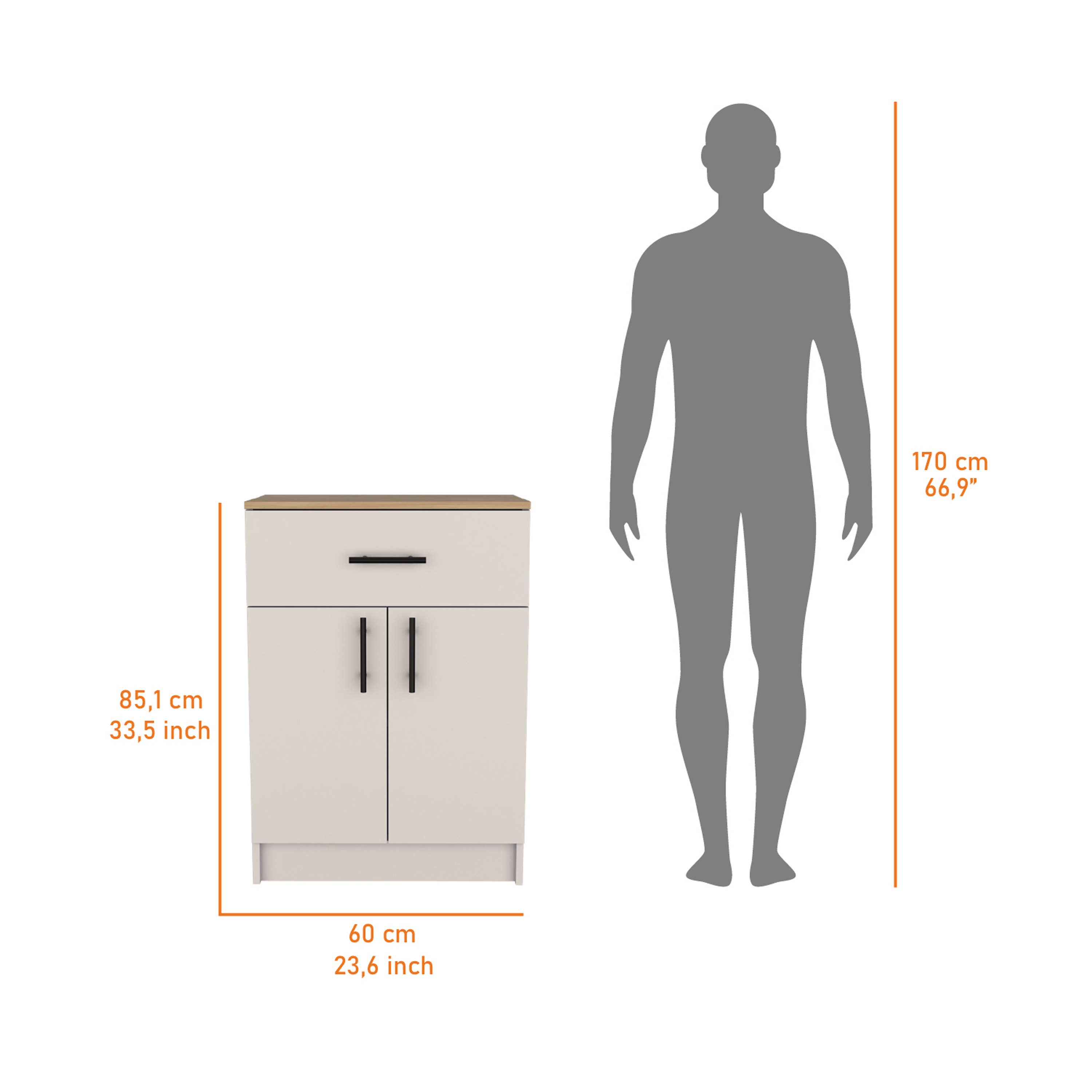 beige white Mayorca melamine cupboard with 2 doors, 2 shelves for wholesale on Faire7