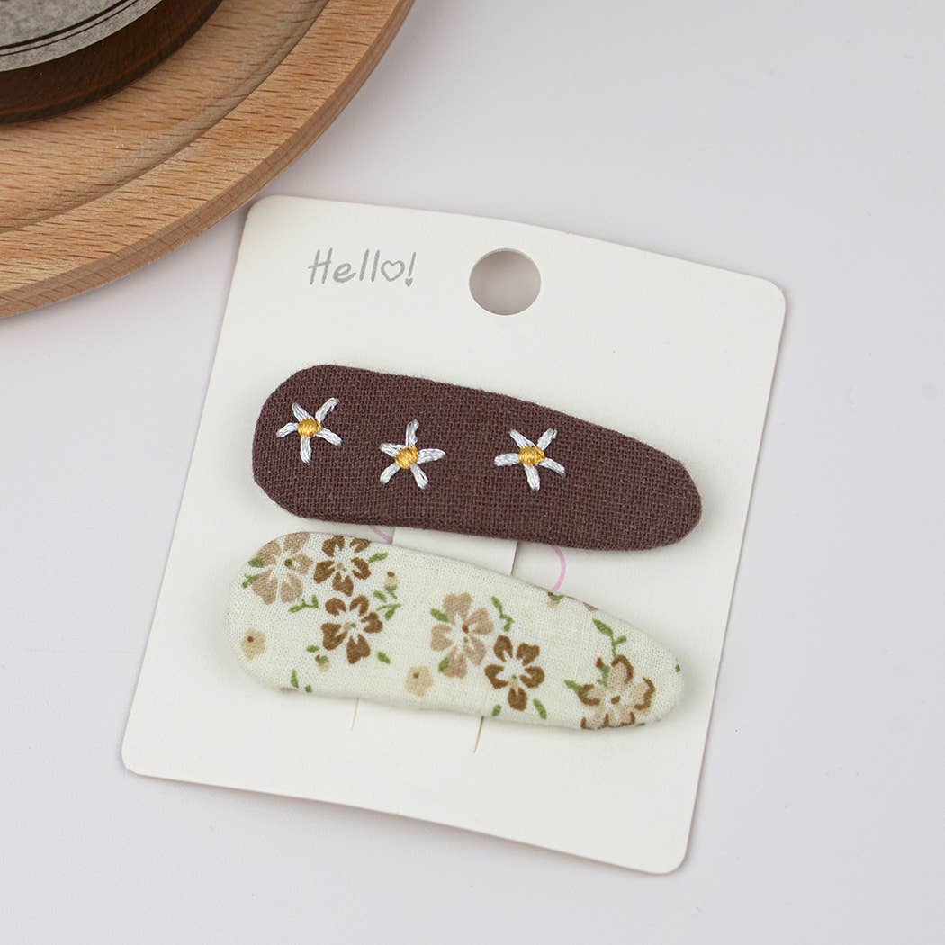 TheDivaSoap - Wholesale Hair Clip - Kids - Embroidered Floral Snap Hair Clips Set4