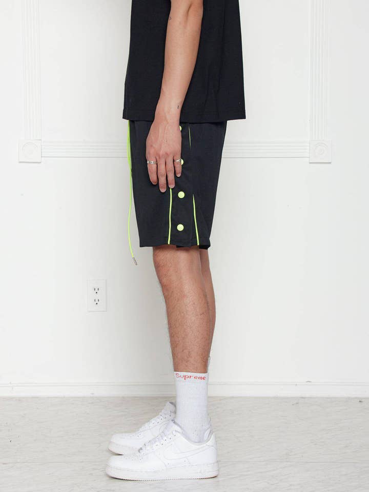 Robink - Wholesale Shorts - Men's - Blank State Men's Snap Button Gym Shorts in Black