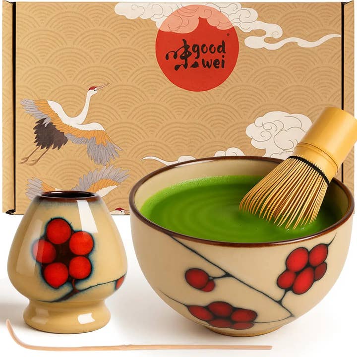 Matcha-set "Plum" 80 med hållare för wholesale av good wei