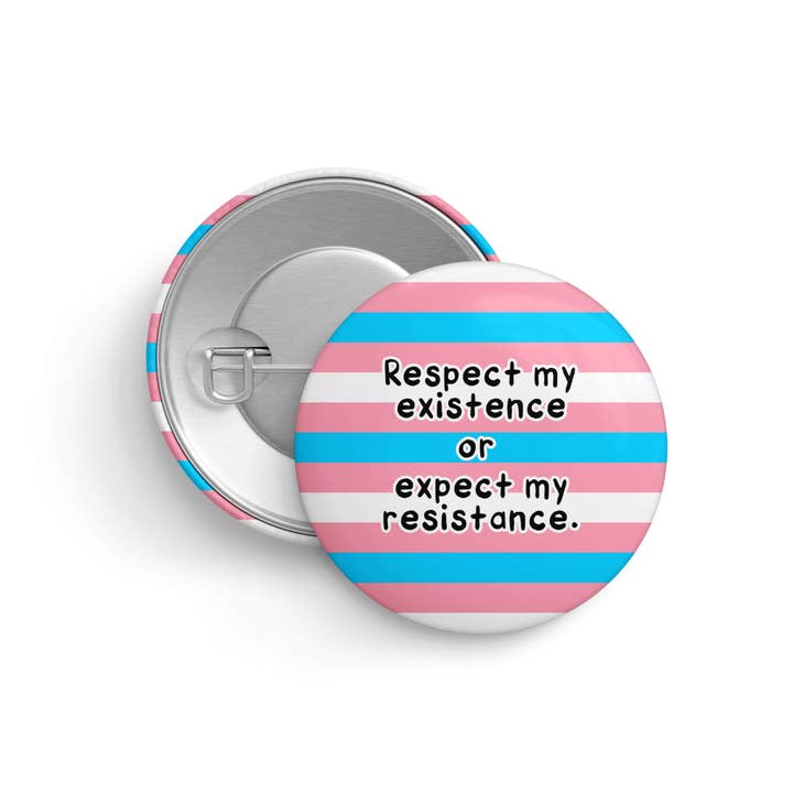 Respektér min eksistens | Trans Pride-pin | LGBTQ+ knap for engroshandel hos That Queer Card Co