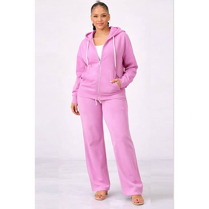 Conjunto de Hoodie de Lã Polar e Calças de Treino de Perna Larga por atacado de HiteJeans