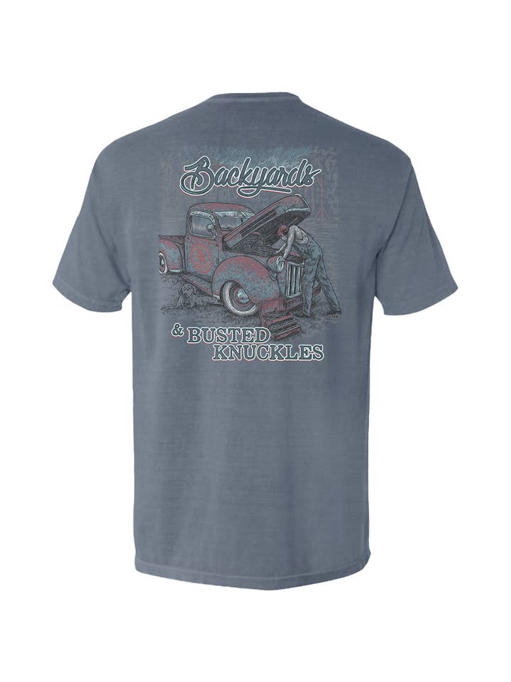 Shield Republic - Wholesale Screen Printed T-Shirt - Men's - Backyards and Busted Knuckles Pocket Tee