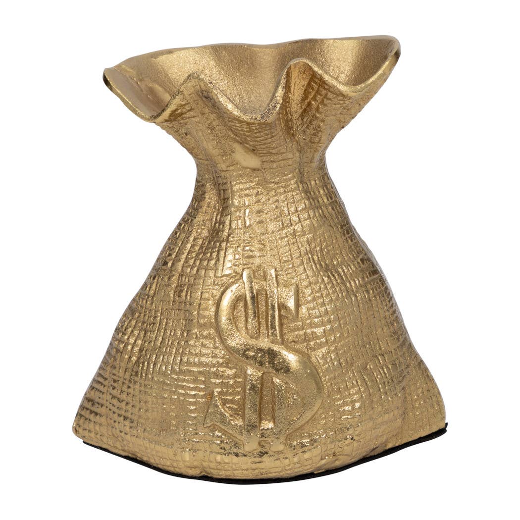 Sagebrook Home - Wholesale Decorative Figurine - Figurine - Gold Metal Modern Textured Money Bag, 7 in.8