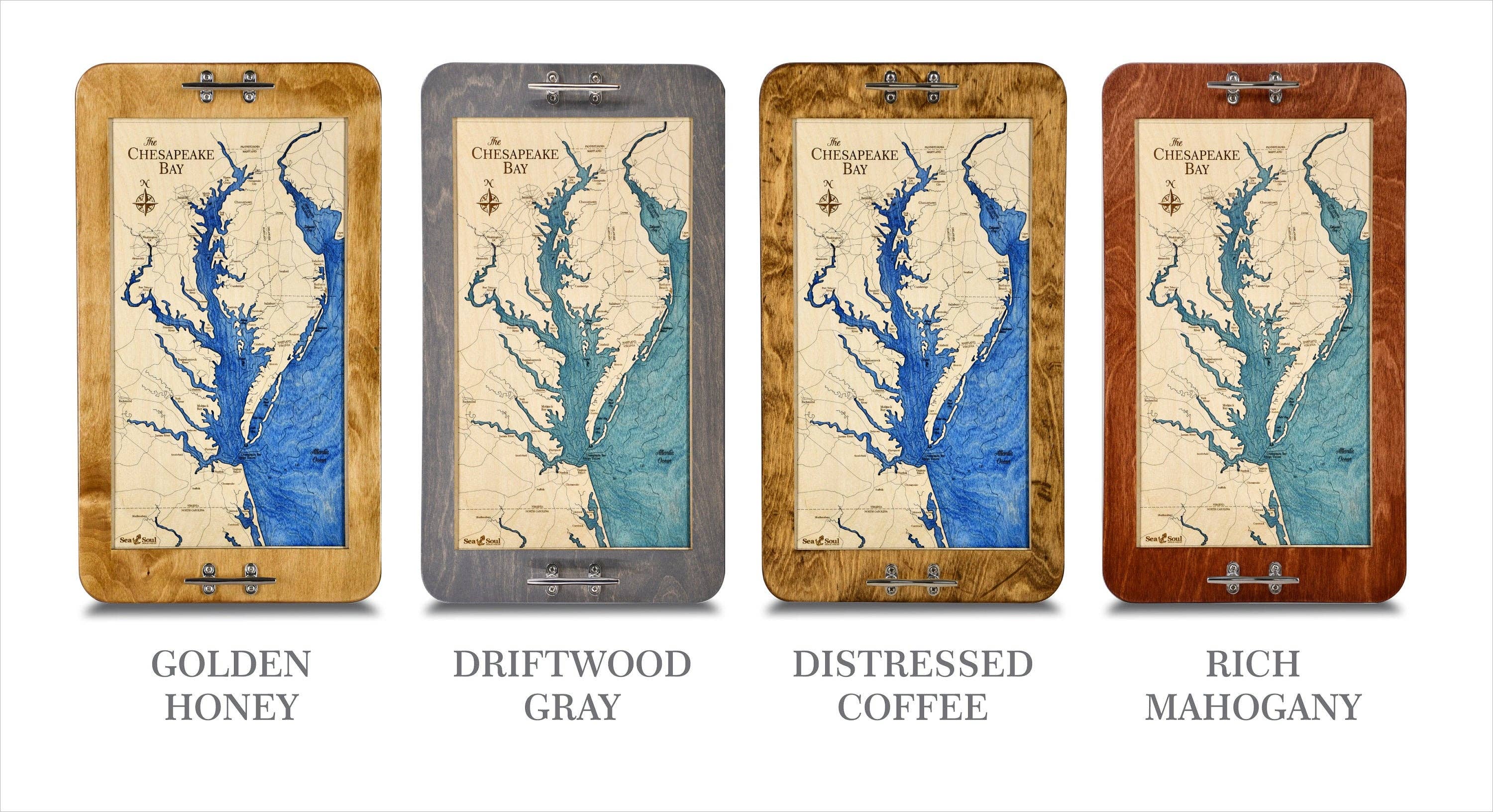 Sea & Soul Nautical Chart Art – Großhandel Serviertabletts – Chesapeake Bay 3D Seekarte Wandkunst & Serviertablett6