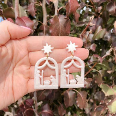 Nativity Dangle Clay Earrings for wholesale by Honey Dijon