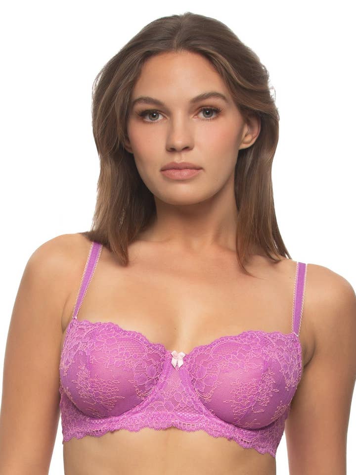 Lola Lace Unlined Demi Balconette Bra - Iris Orchid for wholesale by Felina