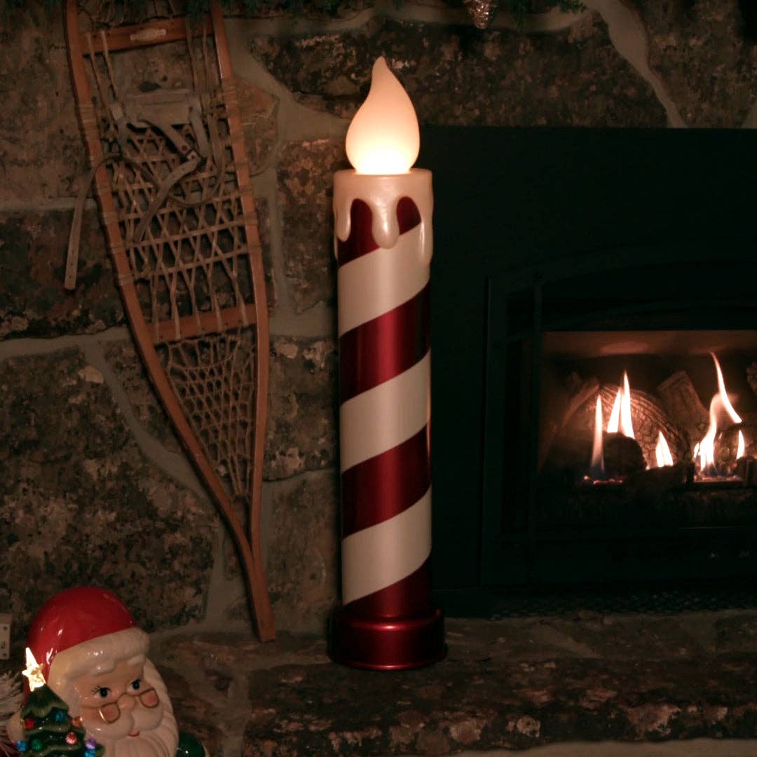 Mr. Christmas - Vente Décoration de Noël - Bougie moulée par soufflage métallique à rayures rouges et blanches de 36 pouces3