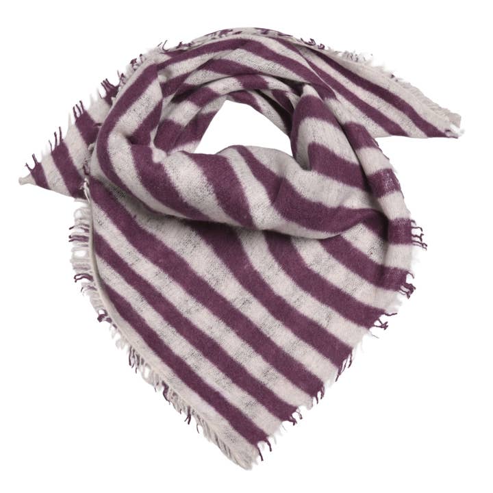 Cashmere Bandana Stripe-cs in crema e melanzana per la vendita all'ingrosso da parte di cute stuff GmbH