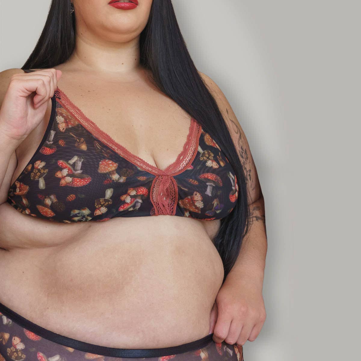 blackmushrooms Mystical Mushrooms Printed Bralette 4X/5X for wholesale on Faire1