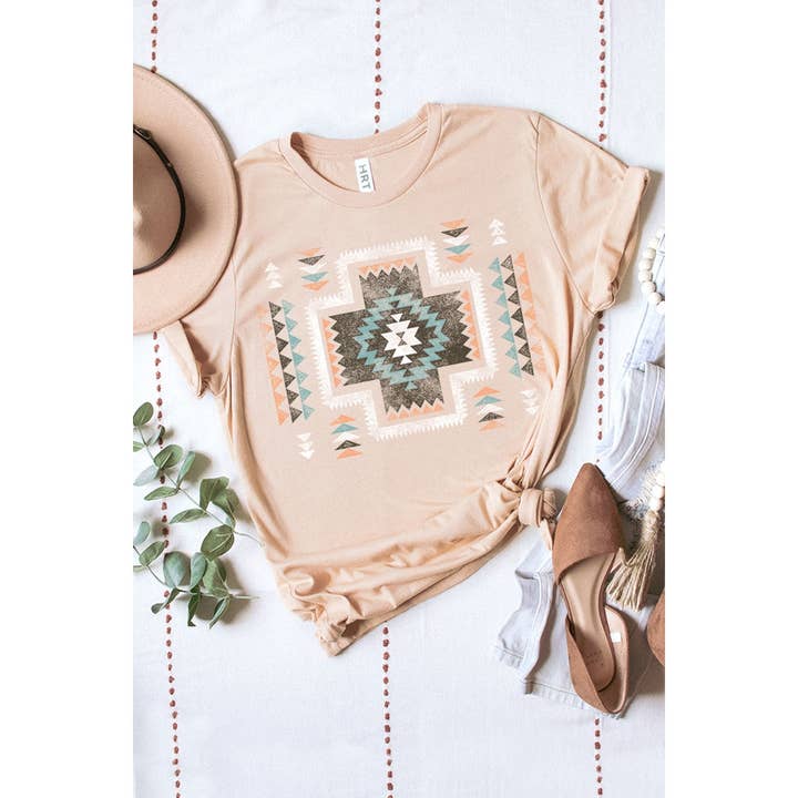 HRTandLUV - Wholesale Screen Printed T-Shirt - Women's - AZTEC WASHED GRAPHIC TEE