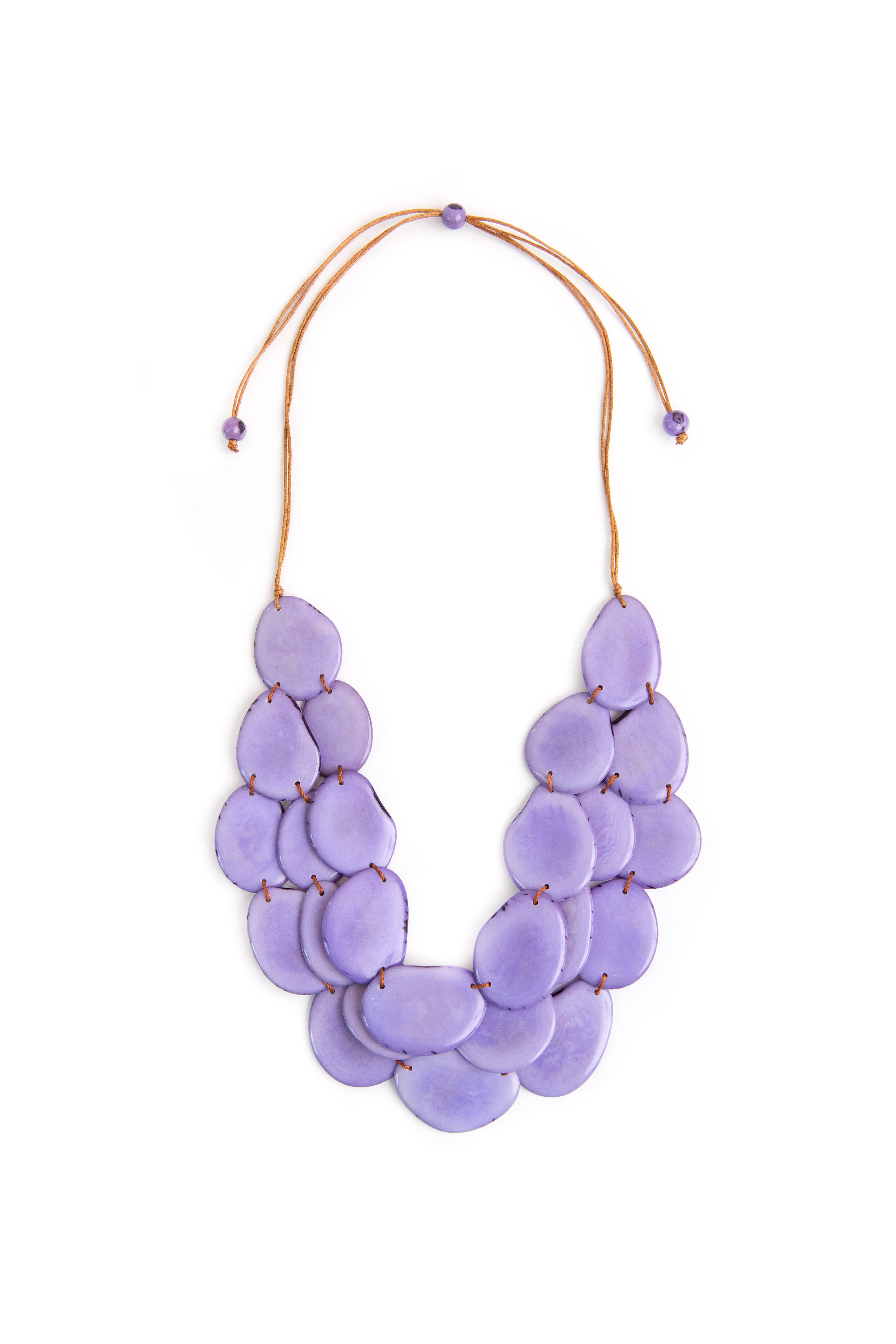 Organic Tagua Jewelry - Vente Collier de perles - Collier Amigas avec tranches plates de tagua superposées6