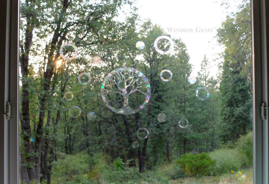 Window Gems - Wholesale Suncatcher - Tree of Life Window Clings Prismatic Suncatcher, Bird Safety3