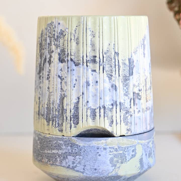 One-of-a-Kind Column Self-Watering Pot – Sea Foam (Exact Pot Pictured) for wholesale by The Curated Jungle
