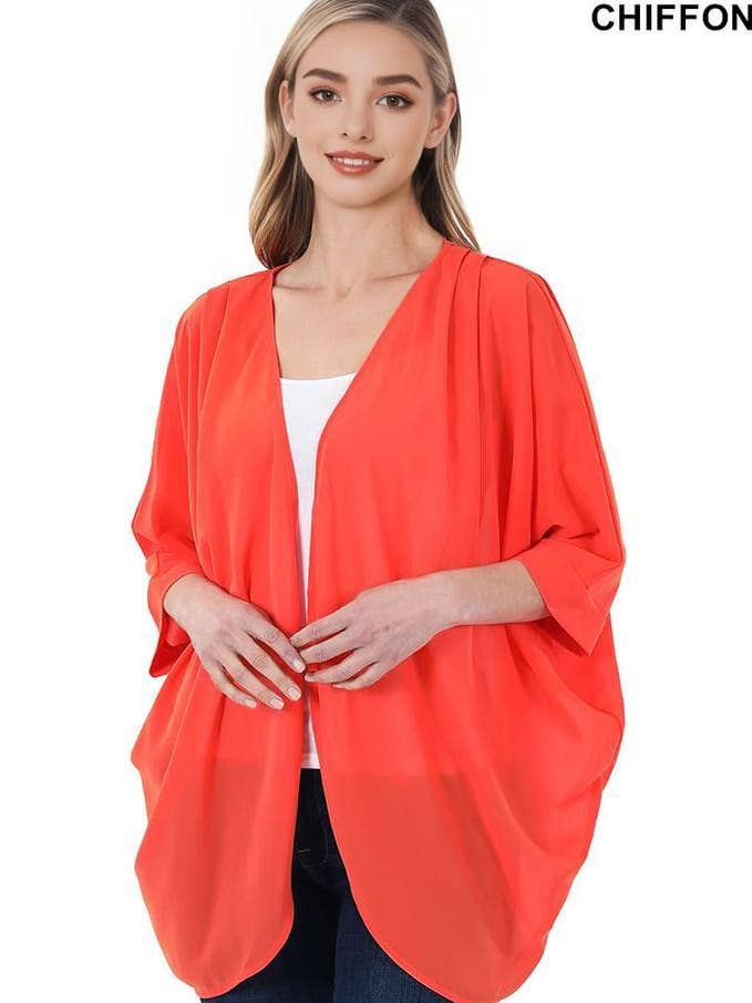 Kimono Cardigan in Chiffon con Spalle Pieghettate .0804 SI-15836 per la vendita all'ingrosso da parte di 42POPS