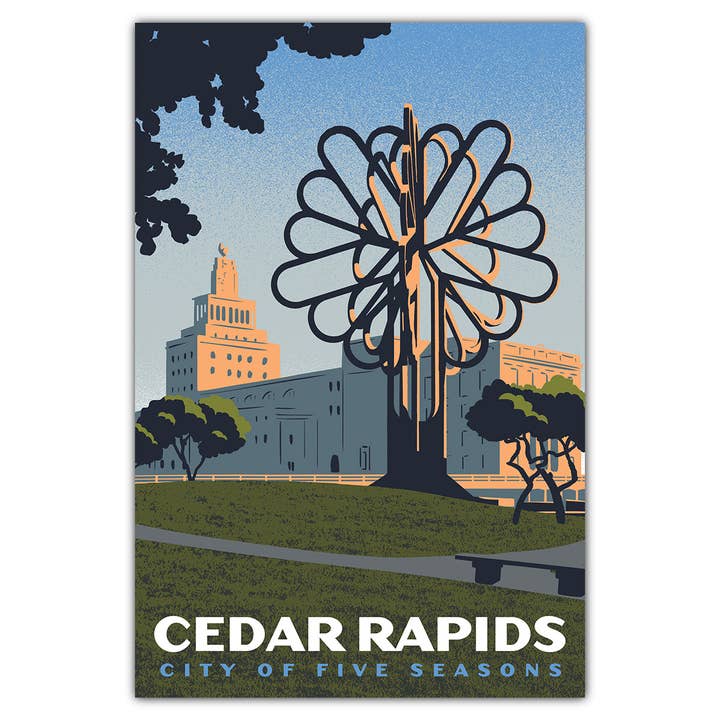 Downtown Cedar Rapids Postcard for wholesale by Bozz Prints