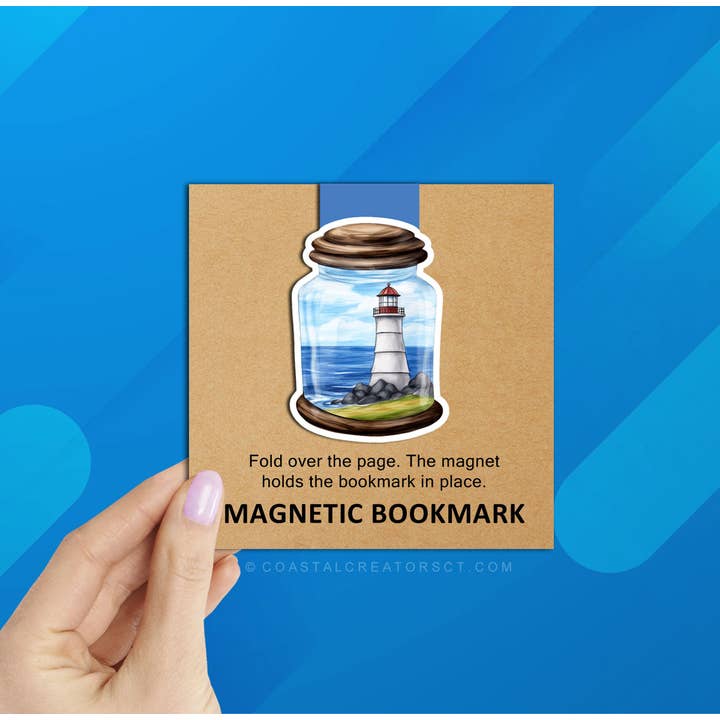 Lighthouse in a Jar Reversible Magnetic Bookmark (Packaged) for wholesale by Coastal Creators of Connecticut