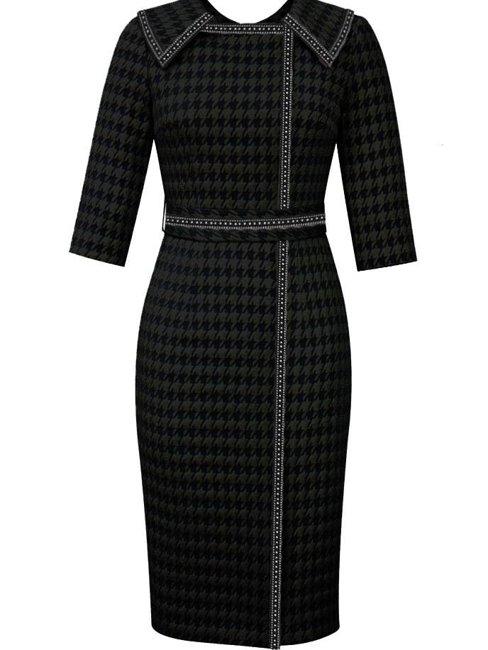 CHIC STAR - Wholesale Dress – Women's - Chic Star Embossed Jacquard Trim Dress In Blue 062824