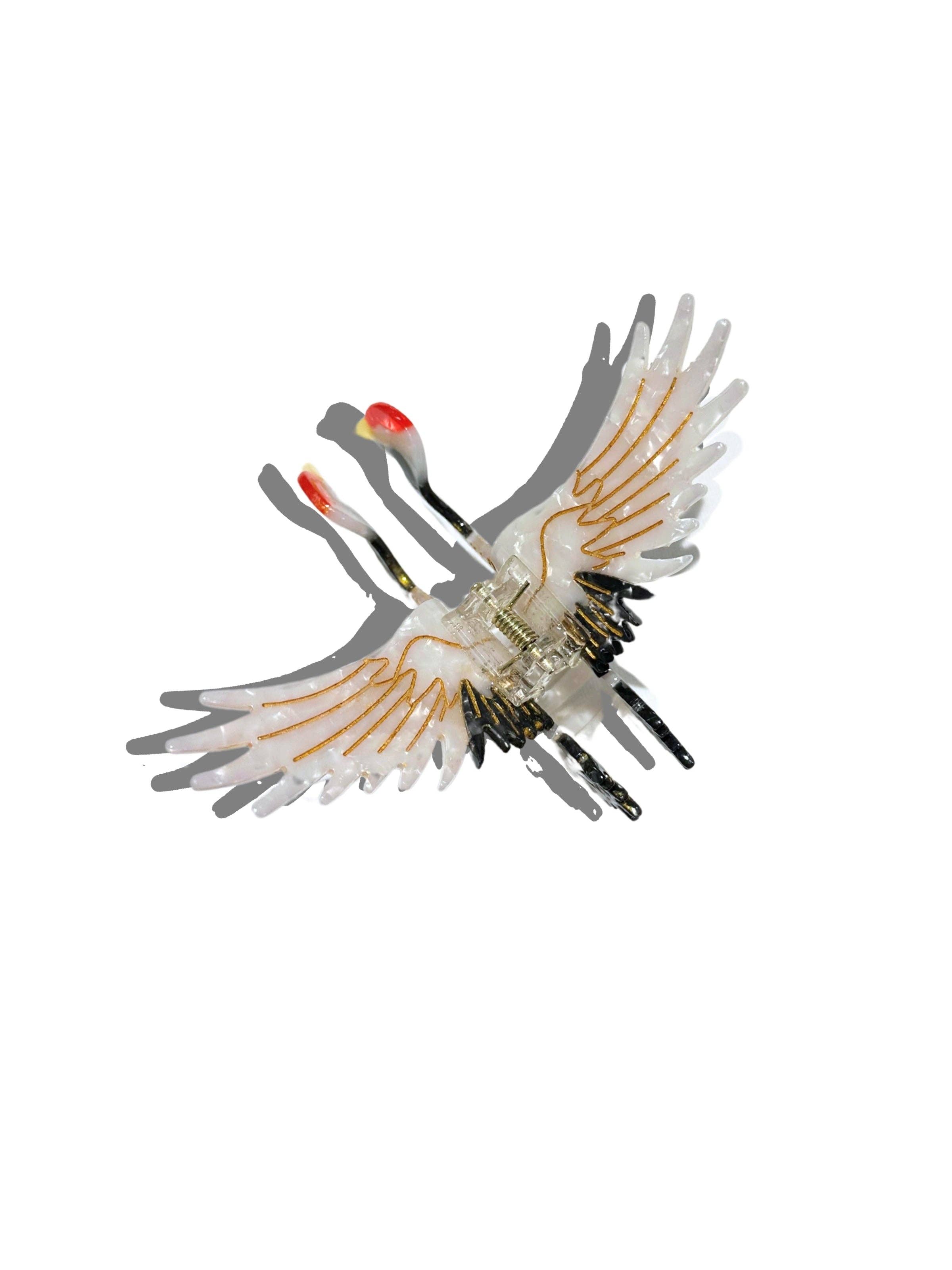 Solar Eclipse – wholesale Hårklämma - Dam – Handmålad klämma med trana-design | miljövänlig hårklämma