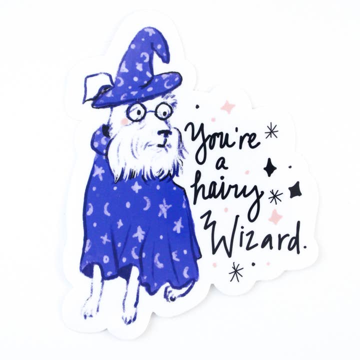 Amy Hartelust Art and Illustration - Wholesale Sticker - Hairy Wizard Schnauzer Sticker