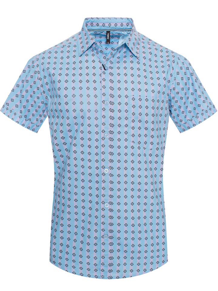 Chemise à manches courtes à imprimé géométrique en losange MPS-3035 pour la vente par Urban Fitz