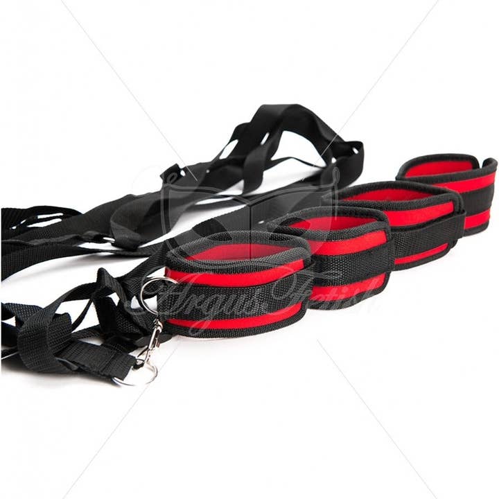 Kinky Pleasure - Vente Sex toys - Système de contraintes pour poignets et chevilles rouge Argus - AF 0010341