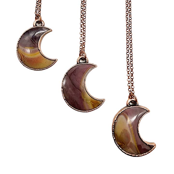 Mookaite Crescent Moon Necklace for wholesale by MergingMetals