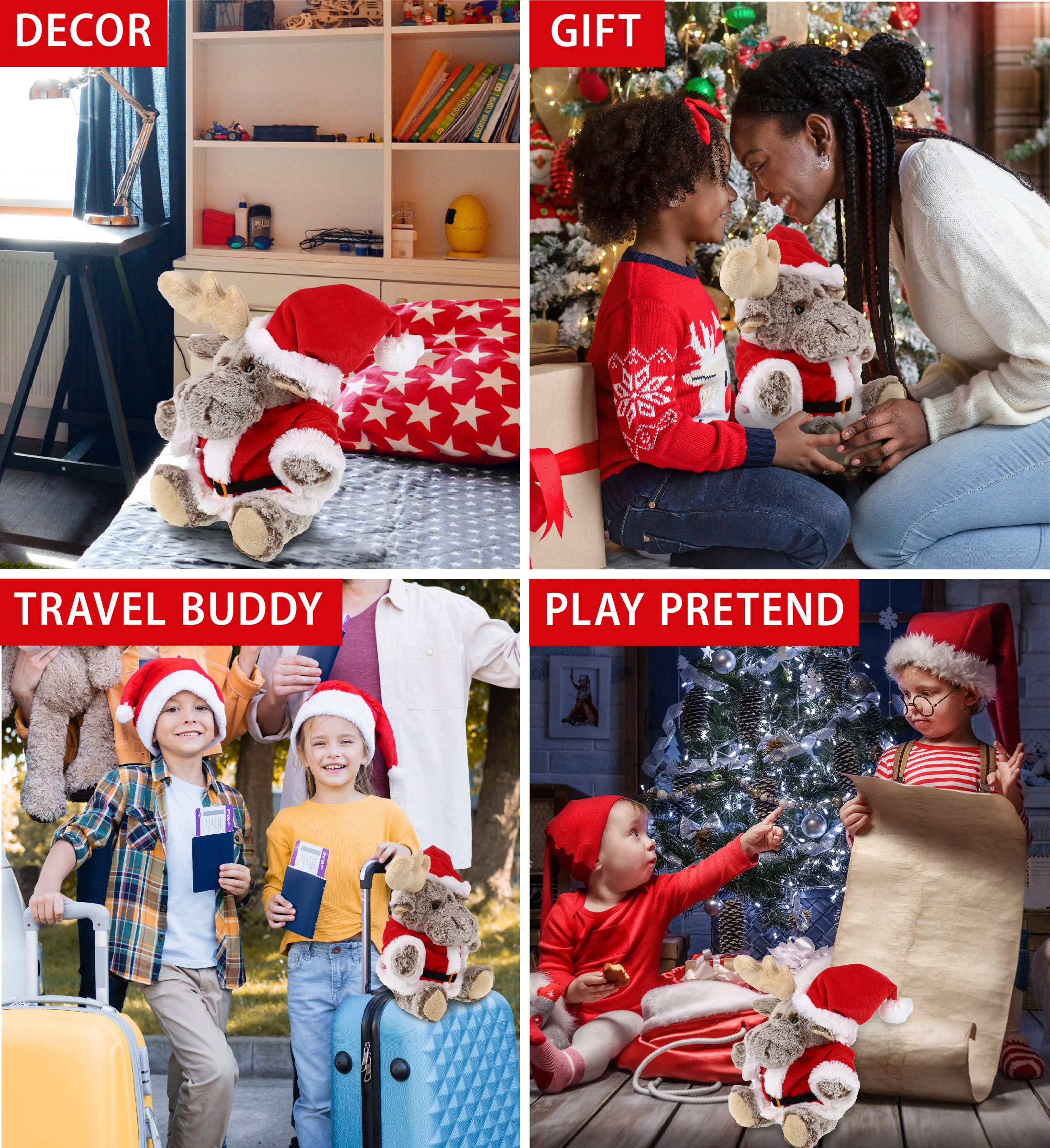 Cota Global - Wholesale Stuffed/Plush Toy - Kids & Baby - Plush Santa - Super-Soft Plush - Sitting Moose3