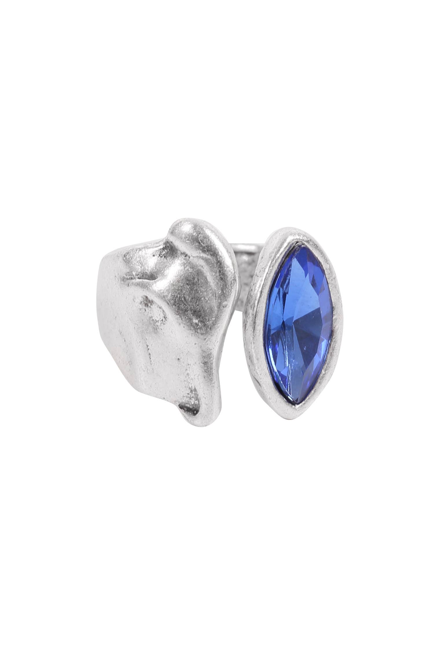 Chanour – Großhandel Cocktail-/Statement-Ring – Handgefertigter Ring aus blauem Kristall und Messing - 68350