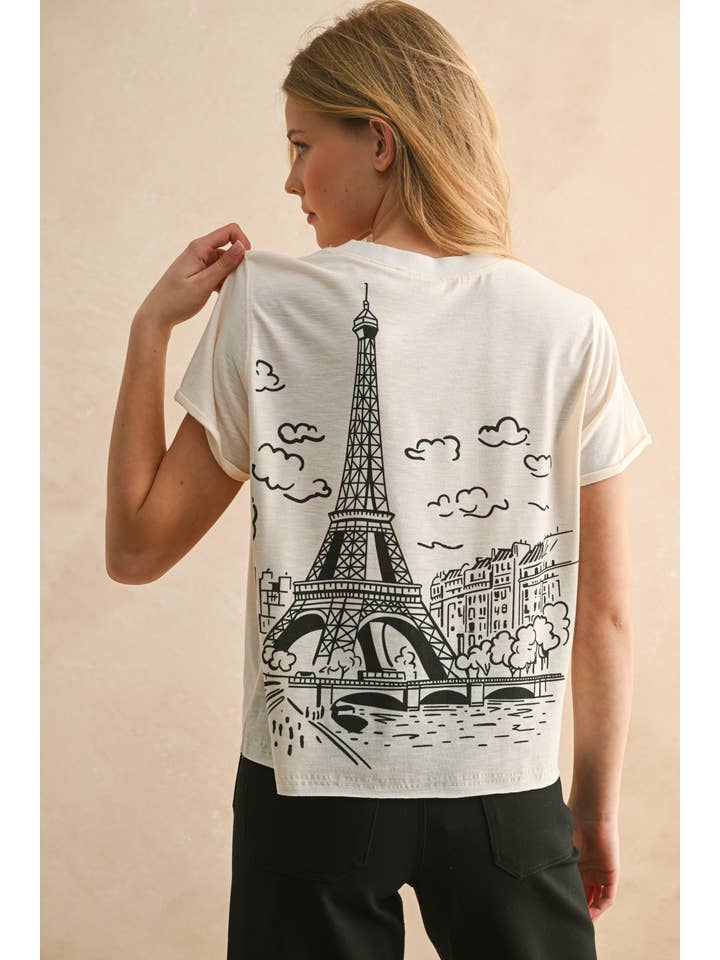 ECRU T5558 PARIS PRINTED GRAPHIC T SHIRTS for wholesale on Faire
