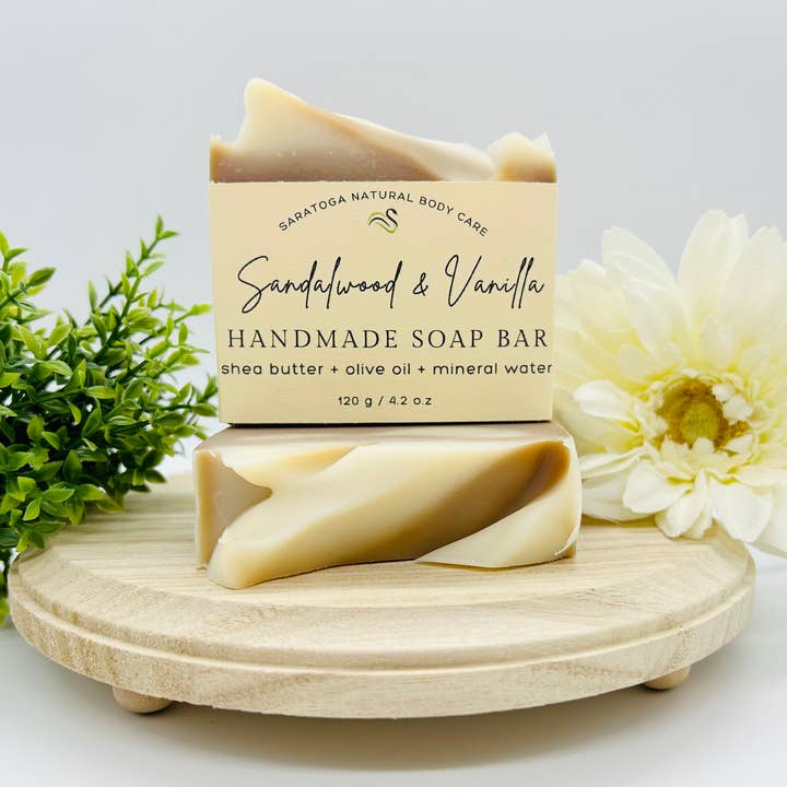 Sandalwood Vanilla Handmade Soap Bar VEGAN COLD PROCESS for wholesale by SARATOGA NATURAL BODY CARE LLC