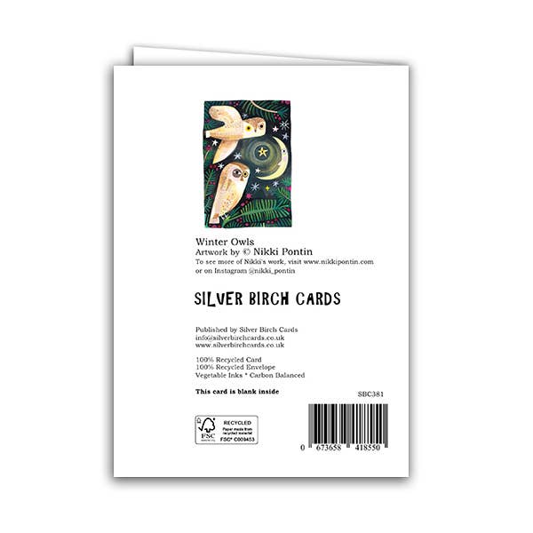 Silver Birch Cards – wholesale Vardagliga hälsningskort – Tomt gratulationskort "Vinterugglor"1