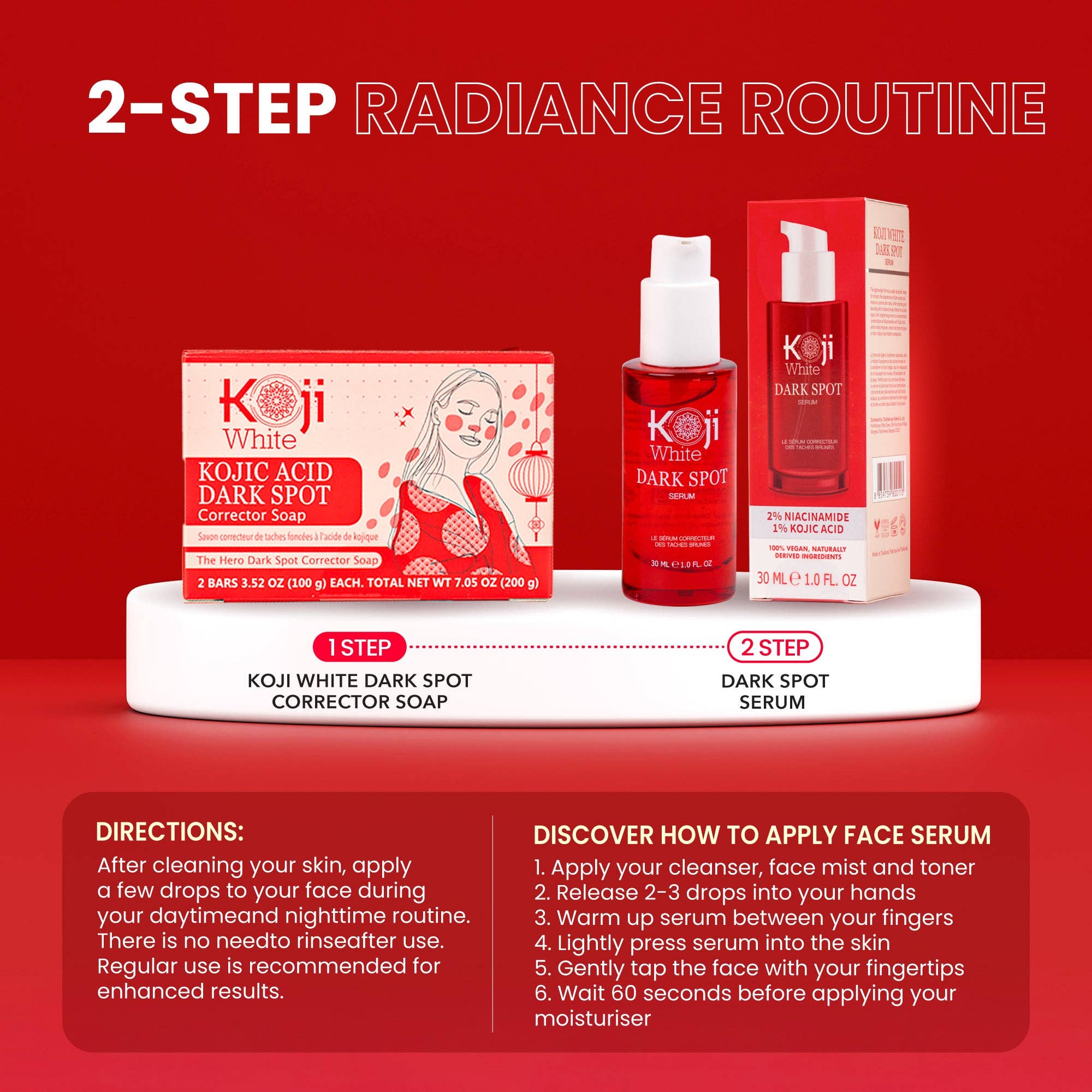 Koji White - Wholesale Facial Serum/Concentrate - Koji White Dark Spot Brightening Serum with X8 Pure Hyaluronic Acid From Korean,Skin Care Product 1 Fl Oz8