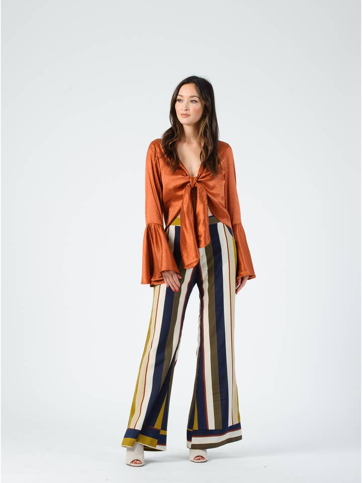 LCB1000-ISLA PANTS-HARVEST STRIPE for wholesale by Lucca Couture