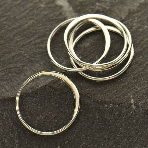 Hammered Circle Link Sterling Silver 15mm - 2pcs for wholesale by Plazko