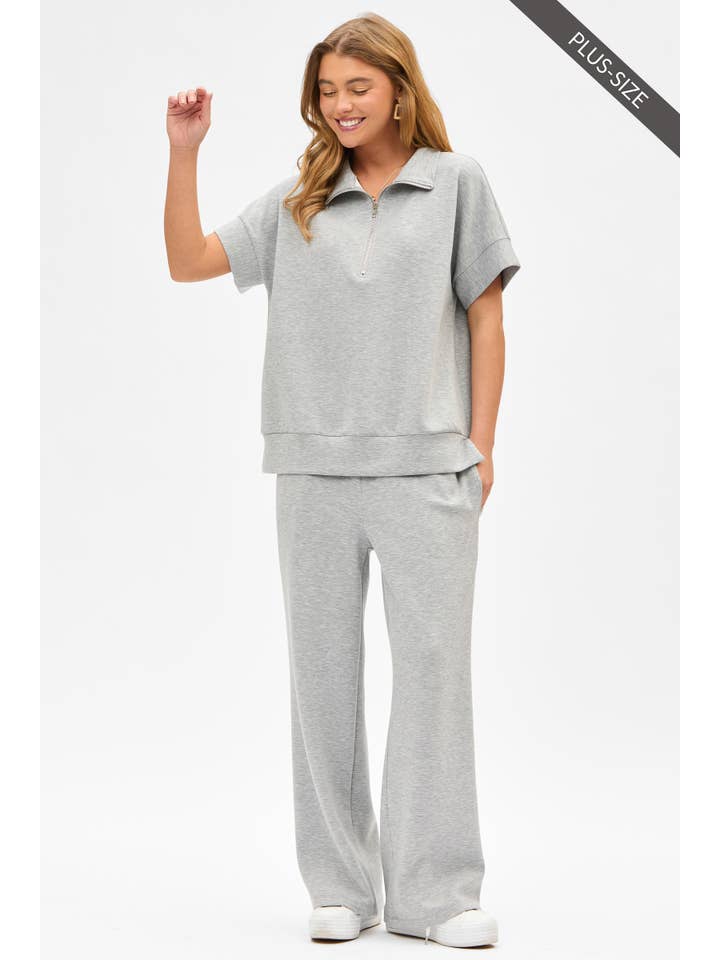 Dear Scarlett - Wholesale Lounge Set - Women's - PLUS SIZE Quarter Zip + Pants Modal Set TRVSET-CATALINAP