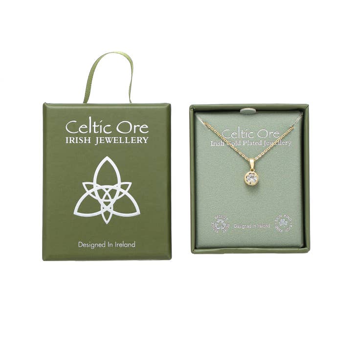 EIR-021P Brinco Shamrock com Pendente CZ Banhado a Ouro por atacado de Celtic Ore Crafts