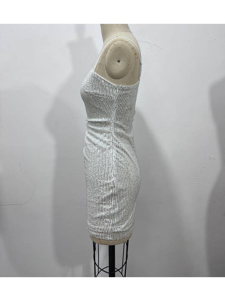 Silvery One shoulder sequins mini party dress for wholesale on Faire1