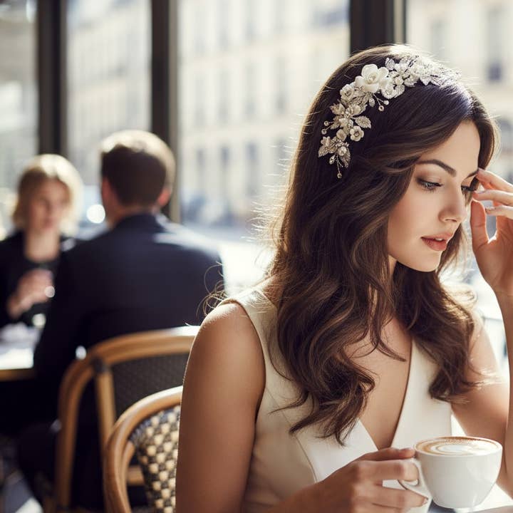 ATHENA COLLECTIE - VINTAGE DROOM HAARKAM - ZILVER (HC183) voor wholesale door Athena Bridal Jewellery